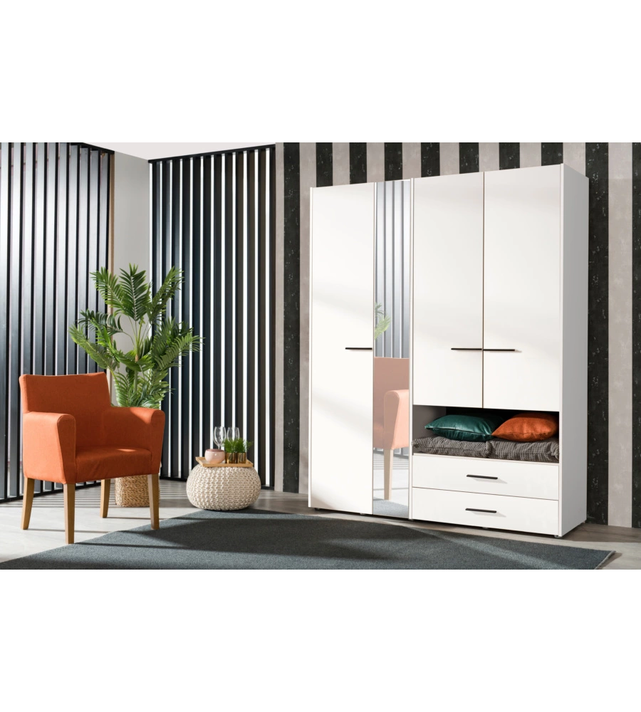 ARMADIO "LISBONA" 4 ANTE BIANCO, 161X55X205 CM